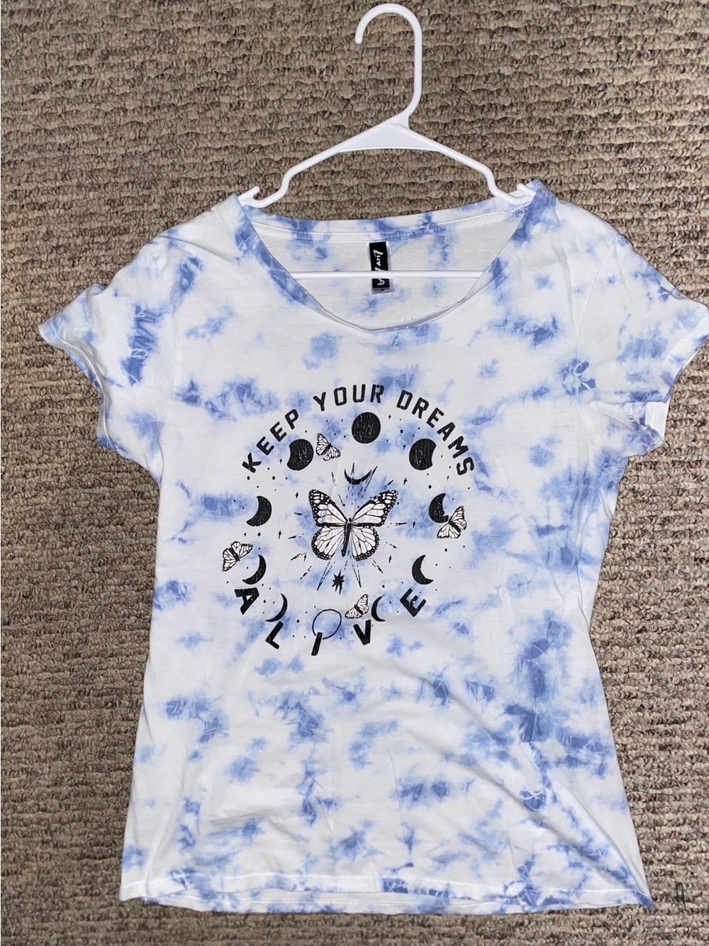 Blue Tie-Dye Butterfly Graphic Tee